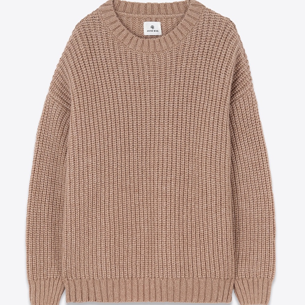 Anine Bing Beige Sydney Crewneck Sweater